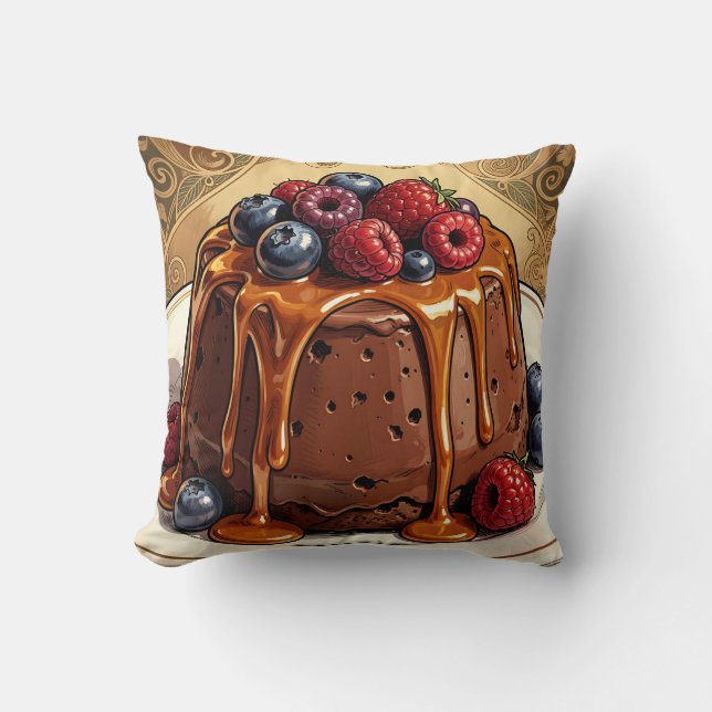 Coussin Gâteau aux fruits rouges, caramel et chocolat déca (Recto)