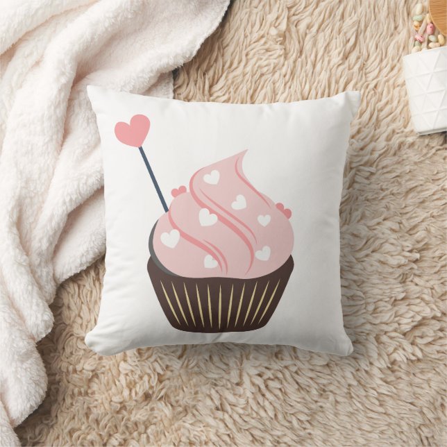 Coussin Gâteau Cupcake de la Saint-Valentin Cœurs Roses Mi (Couverture)