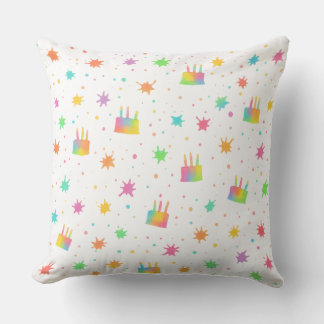 Coussin Gâteau d'anniversaire à l'aquarelle Tache de peint