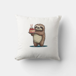 Coussin Gâteau d'anniversaire drôle avec costume de paress