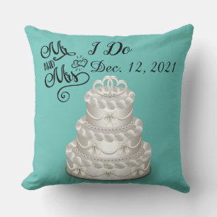 Coussin Gâteau de date de mariage personnalisé