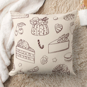 Coussin Gâteau de fraise et cheesecake motif d'art en lign