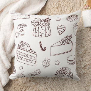 Coussin Gâteau de fraise et cheesecake motif d'art en lign