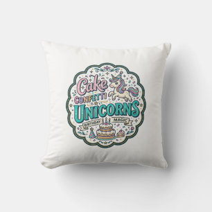 Coussin Gâteau de Licorne Confettis Licornes POD Prêt POD