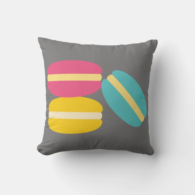 Coussin Gâteaux colorés de macaron français (Recto)