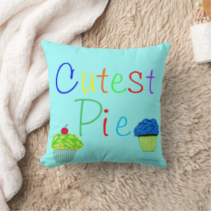 Coussin Gâteaux Cupcakes Jaune & Bleu "Cutest Pie" PERSONN