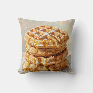 Coussin Gaufres Belges Dorées Huile de Sirop Peinture