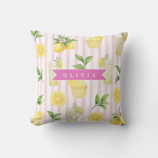 Coussin Gaufrette de cupcake personnalisée à l'aquarelle e (Recto)