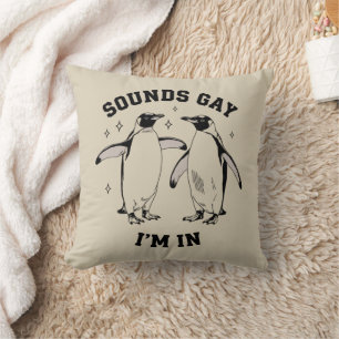 Coussin Gay Penguin Sounds Gay Je Suis Dans Vintage Queer 