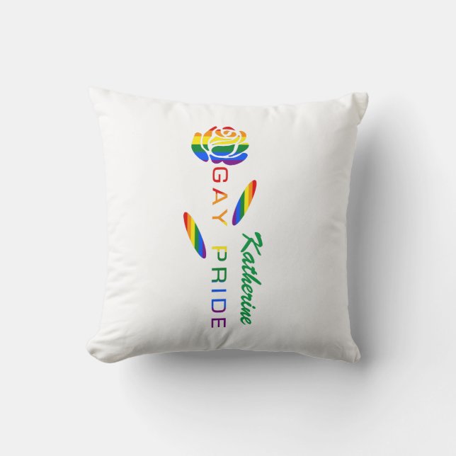 Coussin Gay pride Rainbow Flag Rose personnalisé (Recto)