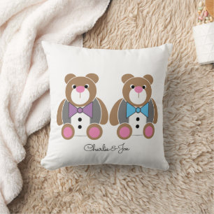 Coussin gay two groom teddy bear mariage