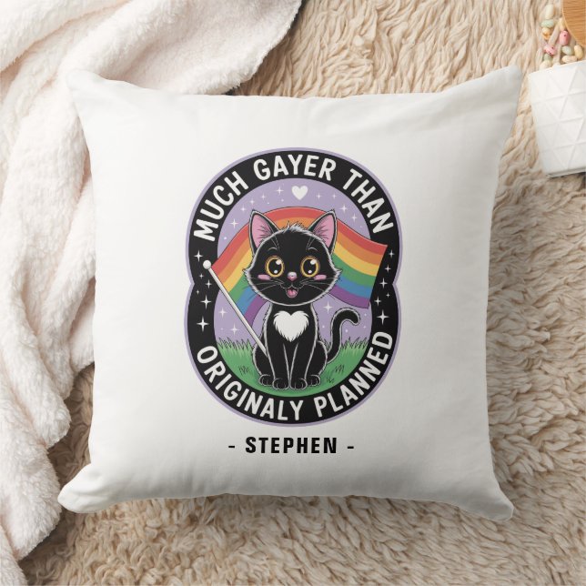 Coussin Gayer beaucoup - Drôle mignon chat noir LGBTQ Prid (Couverture)