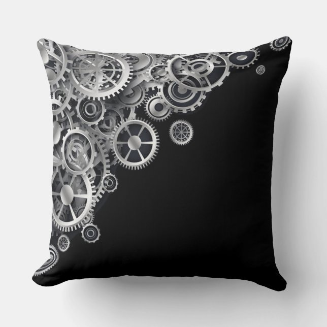 Coussin Gears en argent vapeur (Recto)