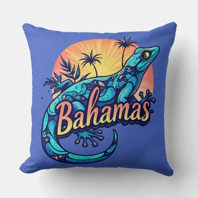 Coussin Gecko des Caraïbes aux Bahamas (Recto)