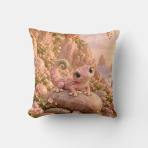 Coussin Gecko Galet Rose Jardin Romantique Côtier