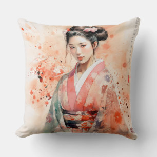 Coussin Geisha birds kawaii japanese Thaillows
