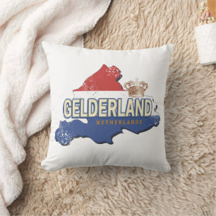 Coussin Gelderland Pays-Bas Carte Vintage Souvenir néerlan