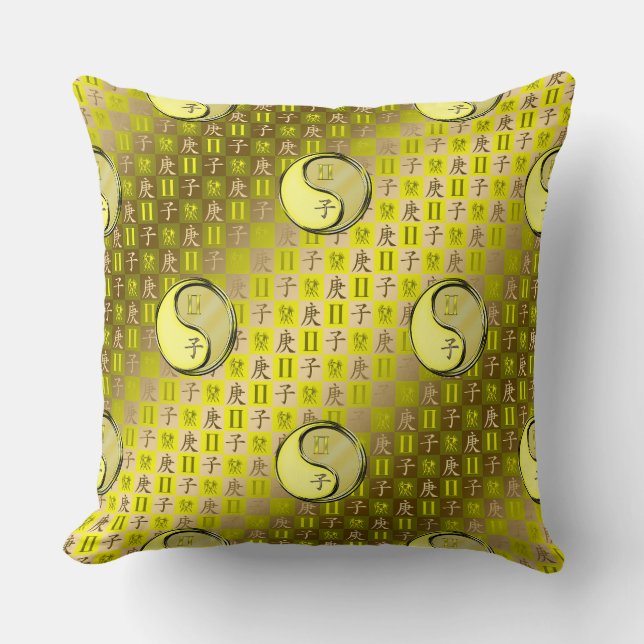 Coussin Gémeaux & Rat de Métal (Recto)