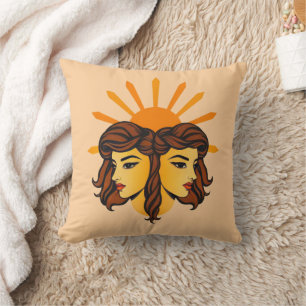 Coussin Gémeaux Zodiaque Art Rétro