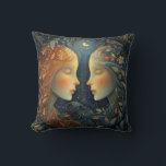 Coussin Gemini Twins Zodiac Astrology Celestial Birthday<br><div class="desc">This stunning art work depicts twins,  the symbol for the zodiac sign of Gemini. It has a celestial,  magical,  fantasy feel to it.  AI assisted graphic purchased with commercial use.  Artwork:  RedHeronLighthouse</div>