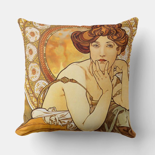 Coussin Gemmes série, art Nouveau de topaze d'Alphonse (Recto)
