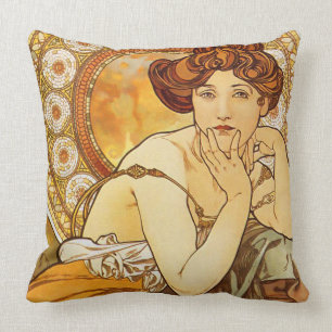 Coussin Gemmes série, art Nouveau de topaze d'Alphonse