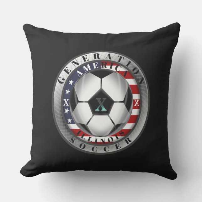 Coussin Génération X American Soccer de l'Illinois. (Recto)