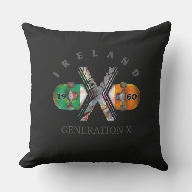 Coussin Génération X Irlande Skateboard dans les années 19 (Recto)