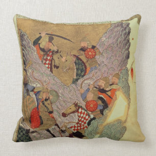 Coussin Genghis Khan (c.1162-1227) combattant les Chinois