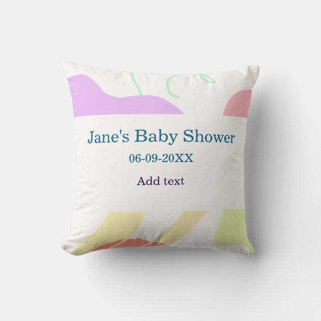Coussin Genre neutre formes abstraites nom du baby shower (Recto)