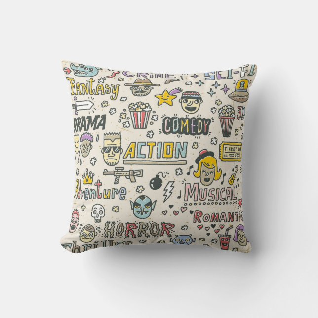 Coussin Genres de film. Spectacles TV, série Funny Doodle  (Recto)