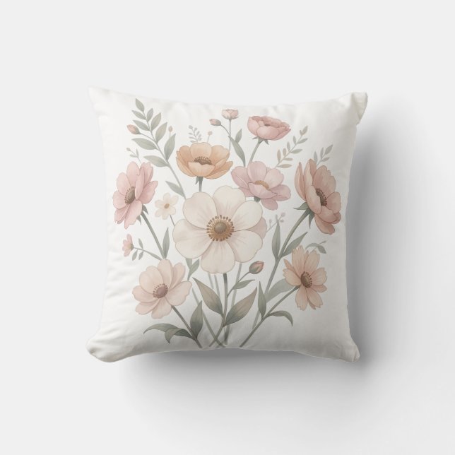 Coussin Gentle Anemone Bouquet Watercolor Softness (Recto)