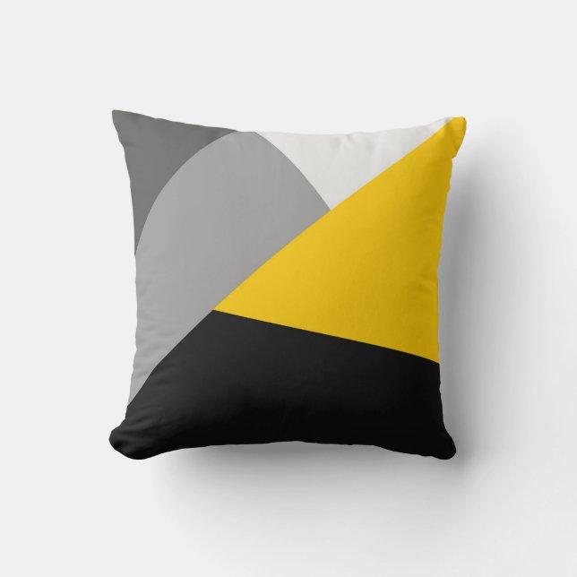Coussin Geo jaune et noir gris moderne simple (Recto)
