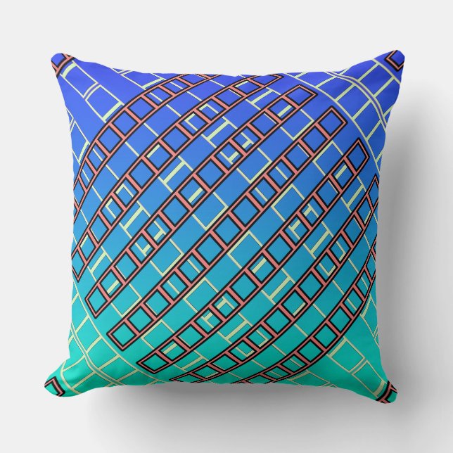 Coussin Géo Répéter Bleu Vert (Recto)