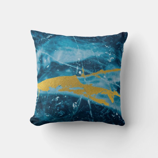 Coussin Géode Agate Gemstone Blue et Gold (Recto)
