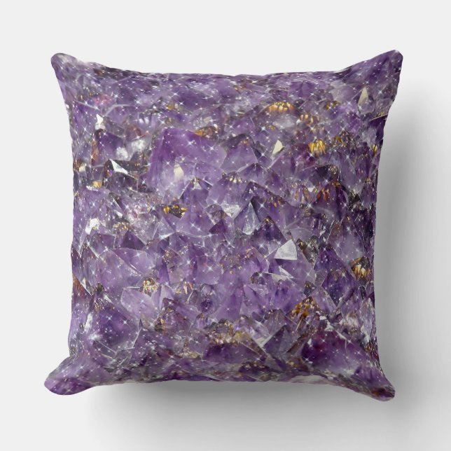 Coussin Géode Cristal Améthyste Étincelant - Géode Violet (Recto)