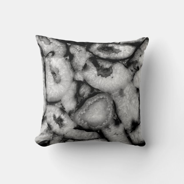 Coussin Géode d'agate de quartz Noir Pierres de gemme blan (Recto)