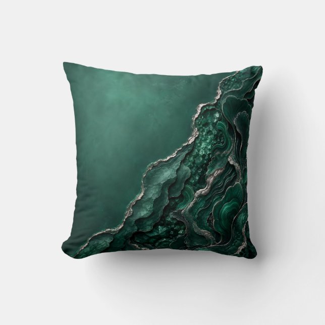 Coussin Géode d'émeraude et de malachite - Art abstrait |  (Recto)