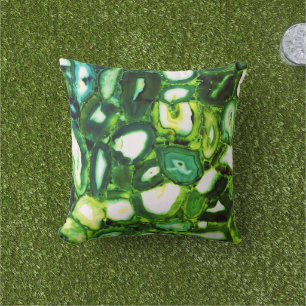 Coussin Géode vert Abstrait, pierre verte