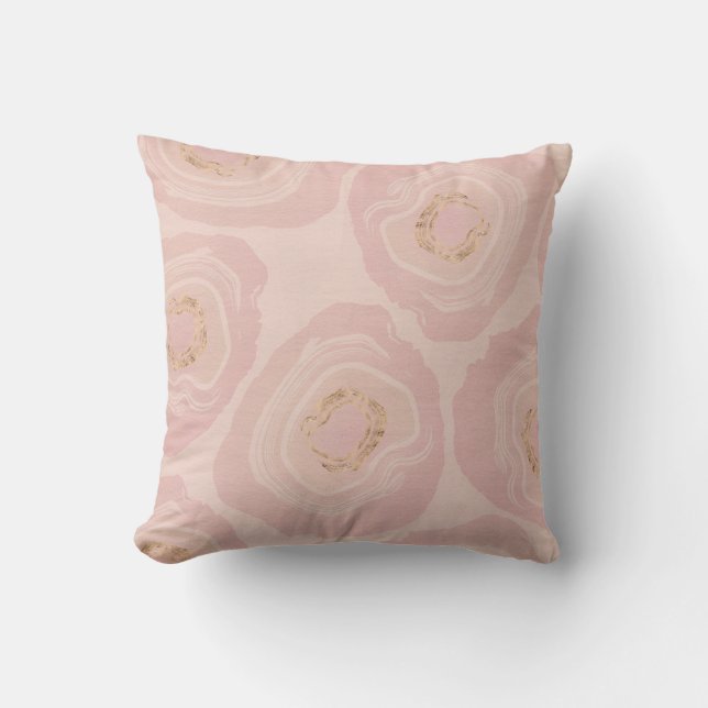 Coussin Géodes d'or rose et Rose Lancer l'oreiller (Recto)