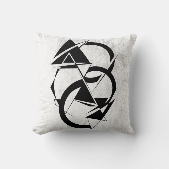 Coussin Geometric Black and White Throw Pillow (Recto)