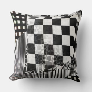 Coussin Geometric Glitch Collage Checker Pattern