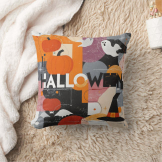Coussin Geometric Pumpkins and Ghosts