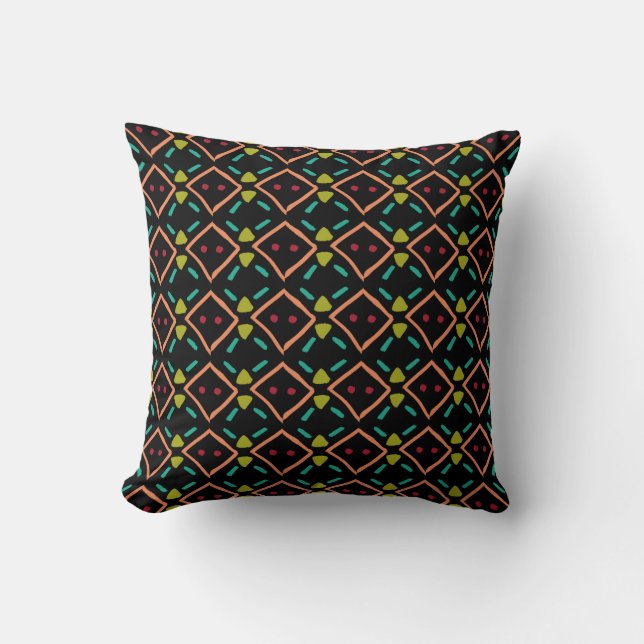 Coussin Geometric Tribal Multicolor Print  (Recto)