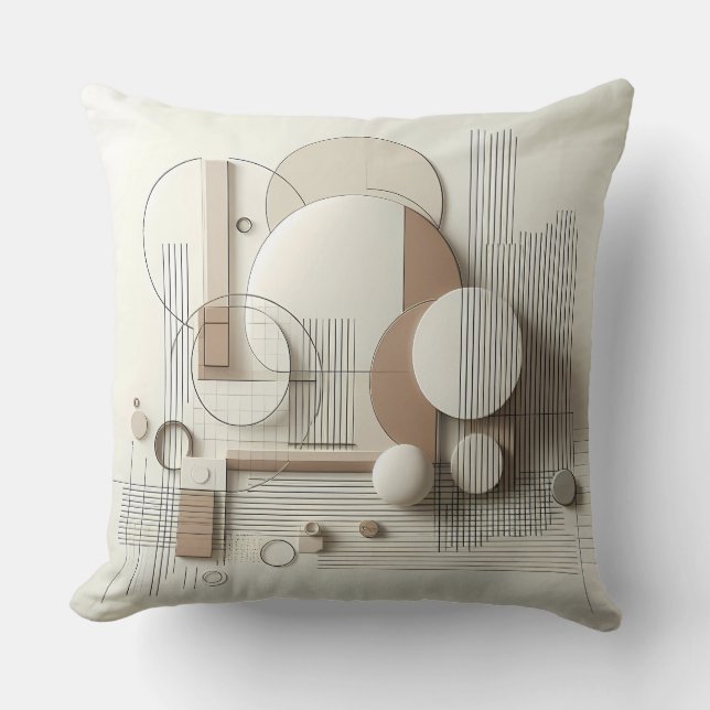 Coussin Géométrie 3D neutre douce (Recto)
