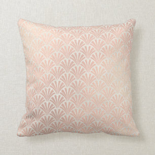 Coussin Géométrie Art Déco Ivoire crémeux Beige Rose Or