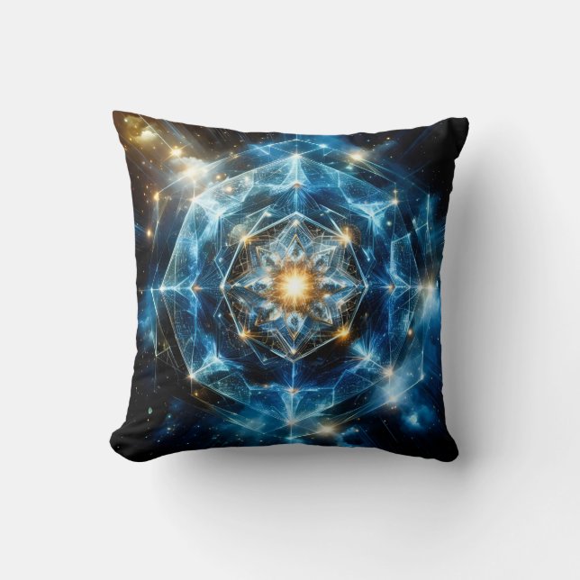 Coussin Géométrie cosmique mandala étoile univers abstrait (Recto)