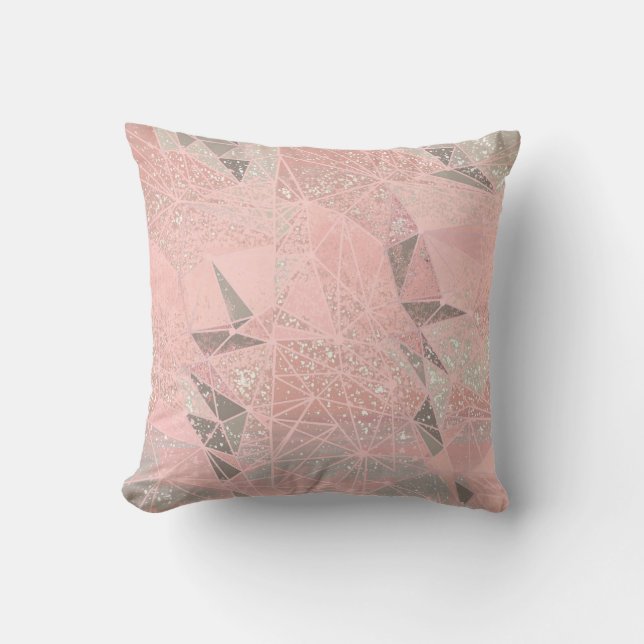 Coussin géométrie de l'espace rose (Recto)