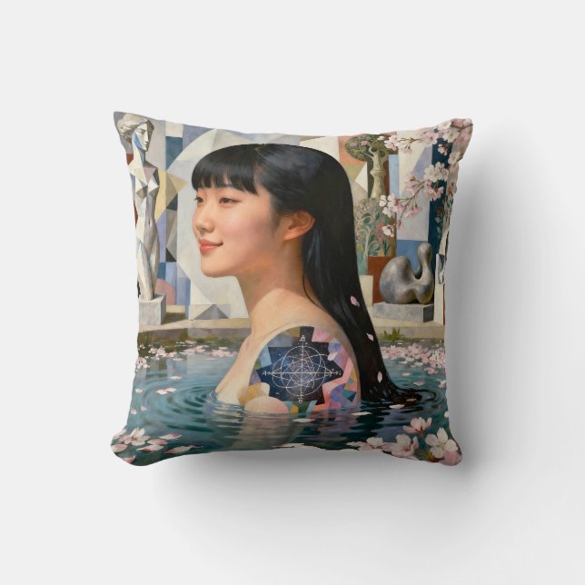 Coussin "Géométrie de sérénité" - Un portrait numérique (Recto)
