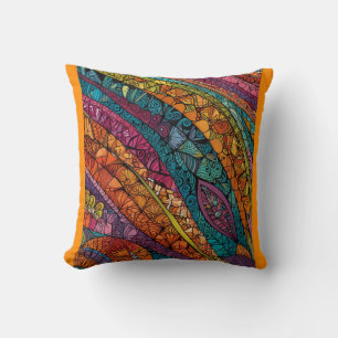 Coussin Géométrie en orange, violet, bleu